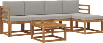 vidaXL Conjunto De Sof&aacute;s De Exterior 6 Uds. Gris Natural Y Claro Vidaxl