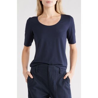 Vince Scoop Neck Elbow Sleeve T-Shirt in Navy at Nordstrom Rack, Size X-Small