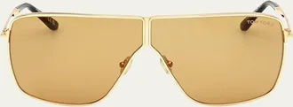 Tom Ford Huxley Golden Metal Rectangle Sunglasses