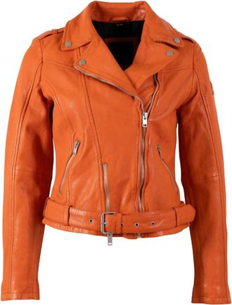 Mauritius Womens Wild Rf Leather Jacket In Spice