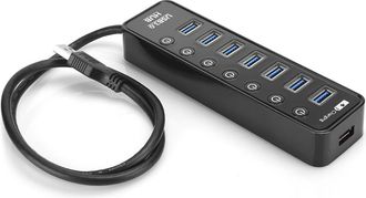 OEM Concentrador Usb 3.0, 7 Puertos, Divisor Multipuerto, Con Carga Inteligente Y Bot&oacute;n De Encendido Independiente, Velocidades De Transferencia De Datos 
