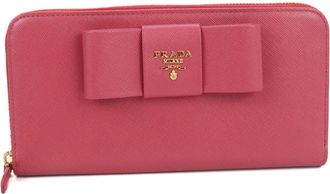 Prada Pink Leather Long Wallet (Bi-Fold) (Pre-Owned)