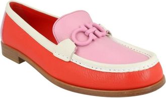 Ferragamo Womens Rolo Gancini Leather Loafers In Red Multi