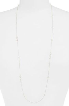 Lafonn Long Simulated Diamond Station Necklace in Silver at Nordstrom Rack, Size 36 In