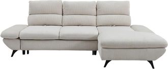 VENTE-UNIQUE.COM Sof&aacute; rinconera poli&eacute;ster 5 plazas beige 282x196cm