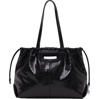 Maje Crackled leather Milpli tote bag in Black at Nordstrom, Size Medium