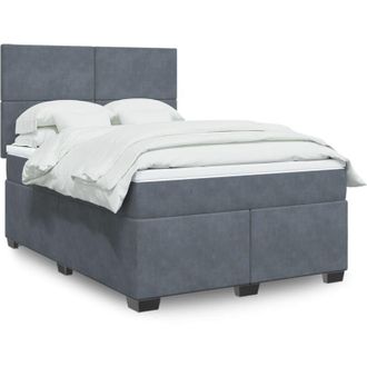 vidaXL Cama Box Spring Con Colch&oacute;n Terciopelo Gris Oscuro 140x200 Cm Vidaxl