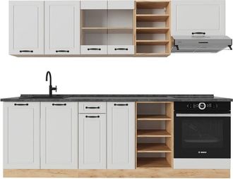 Vicco Cucina componibile R-Line, Casa di campagna bianca/quercia dorata, 240 cm, pl Antracite