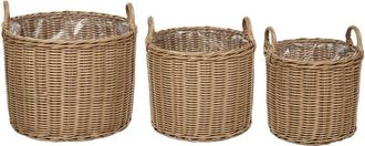 Beliani Set of 3 Plant Pots PENDULA PE Rattan 33/37/45 cm Natural