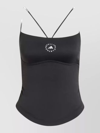 adidas by Stella McCartney organic cotton logo cropped cross-back sleeveless square-neck tank top