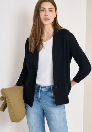 Cecil Sweatblazer CECIL, Damen, Gr. XL (44), universal blau, Web, Obermaterial: 66% Viskose, 30% Polyester, 4% Elasthan, unifarben, l&auml;ssig geschnitten h&uuml;ftb
