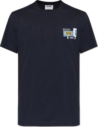 Moschino T-shirt met patches - Heren - T-shirts - Blauw - M - Katoen - Tops