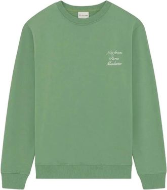 Dr&ocirc;le de Monsieur Sweatshirt met Print op de Rug - Heren - Sweatshirts - Groen - XL - Katoen - Hoodies & sweatvesten
