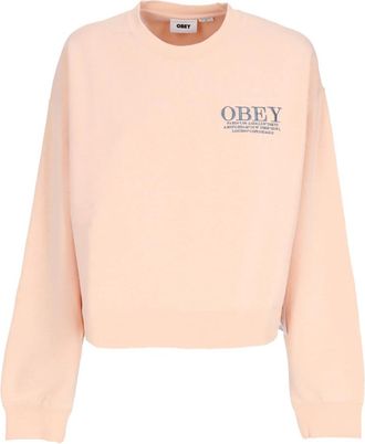 Obey Peach Parfait Crewneck Sweatshirt Geborduurd - Dames - Sweatshirts - Beige - M - Katoen - Hoodies & sweatvesten
