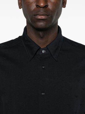 Emporio Armani Logo-Embroidered Cotton Shirt - Black