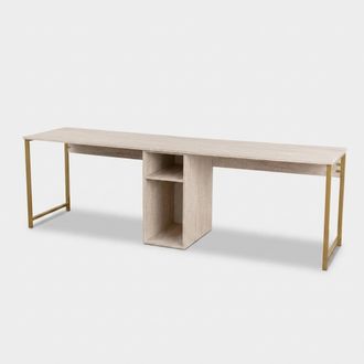 OEM Escritorio De Oficina Con Estantes Y Patas De Metal Twin Study Oro - Beige