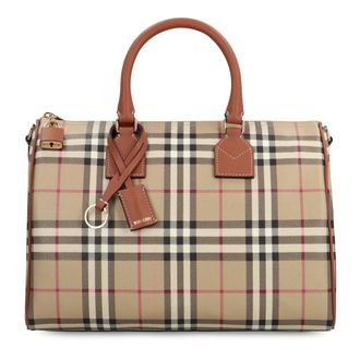 Burberry Handbags, female, Beige, Size: ONE SIZE Medium Check Bowling Bag