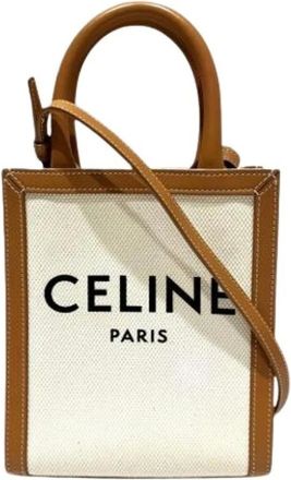 Celine Pre-owned Mini Bags, female, Beige, Size: ONE SIZE Pre-owned Vintage Canvas Mini Shoulder Bag