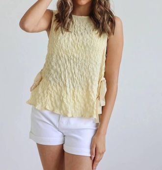 Merci Soleil Side-Tie Crinkle Tank In Yellow