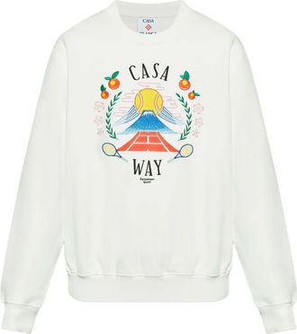 Casablanca Mens Graphic-print Sweatshirt - Ivory Cotton - Size Small