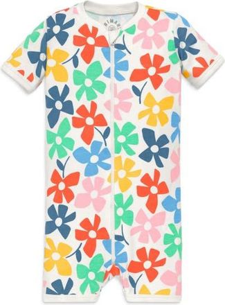 primary Baby Organic Zip Shortie In Rainbow Blooms in Ivory Rainbow Spring Blooms at Nordstrom, Size 18-24M
