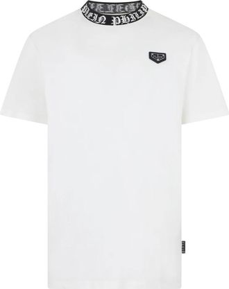 Philipp Plein Jersey T-Shirt Plein Gothic - Heren - T-shirts - Wit - M - Katoen - Tops