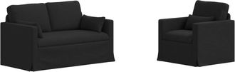 vidaXL Juego De Sof&aacute; 2 Uds. Negro Tela Vidaxl