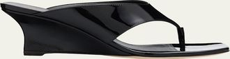 Stuart Weitzman 50mm Vinnie Patent Leather Thong Sandals