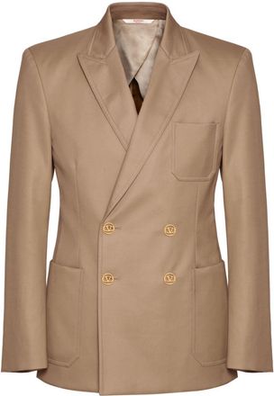 Valentino Garavani double-breasted cotton blazer - men - Cupro/Cotton - 50 - Neutrals