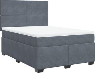 vidaXL Cama Box Spring Con Colch&oacute;n Terciopelo Gris Oscuro 140x190 Cm Vidaxl