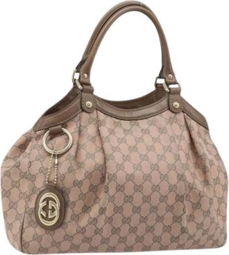 Gucci Pre-owned Handbags, female, Pink, Size: ONE SIZE Pre-owned Vintage GG Canvas Hand Bag