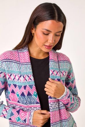 Roman Chevron Pattern Longline Cardigan