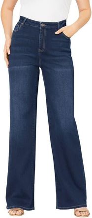 Roaman's Plus Size 24/7 Stretch Wide Leg Jean in Dark Wash at Nordstrom, Size 22