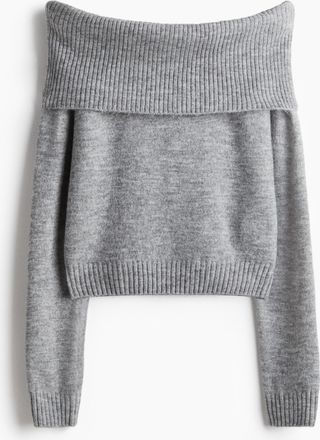 H&M Schulterfreier Pullover - Grau