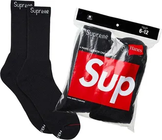SUPREME Hanes Crew Socks 4pack SP-SS19A26-BK
