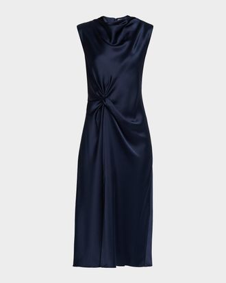 Tanya Taylor Robinella Draped Satin Midi Dress