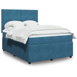 vidaXL Vidaxl - Cama Box Spring Con Colch&oacute;n Terciopelo Azul 140x190 Cm