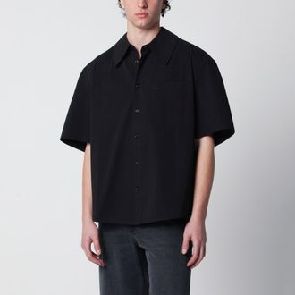 S&eacute;fr Camicia Waylon nera in popeline di cotone