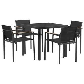 vidaXL Juego De Muebles De Exterior 5 Pcs Negro Y Antracita Textileno Vidaxl