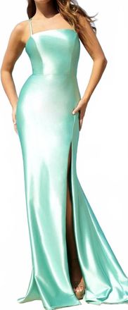 Faviana Sleek Satin Dress In Mint