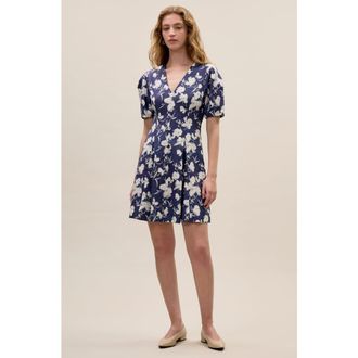 Rebecca Taylor Bea Linen Mini Dress in Navy Combo at Nordstrom, Size 2