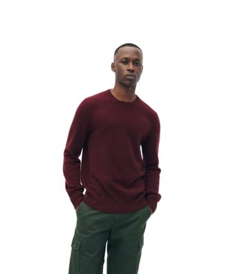 Naadam Mens The Original Cashmere Crewneck Jumper Sweater, Merlot, Medium