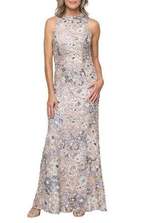 Alex Evenings Sequin Sleeveless Mermaid Gown in Taupe Multi at Nordstrom, Size 16P