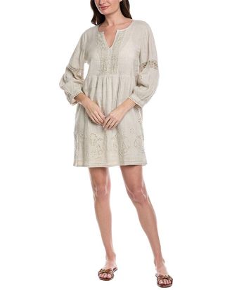 Tommy Bahama St. Lucia Split Neck Linen-Blend Mini Dress
