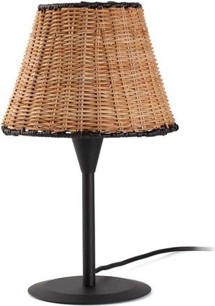 Faro Barcelona Lámpara mini de sobremesa negra/ratán sumba 64317-71