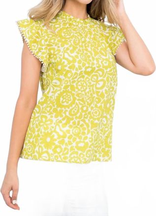 THML Clothing Ruffle Neck Textured Top In Sunlit