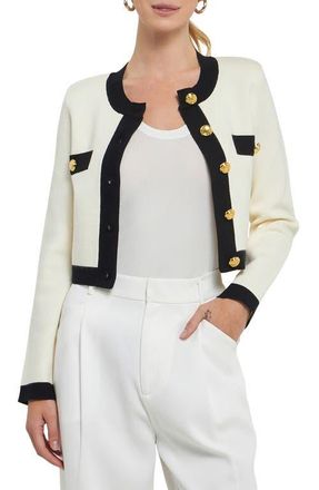 endless rose Contrast Edge Cardigan in Cream/black at Nordstrom, Size X-Small