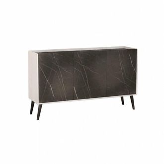 COSMA Credenza madia da ingresso casa a 3 ante in legno nobilitato bilaminato Francis - Black
