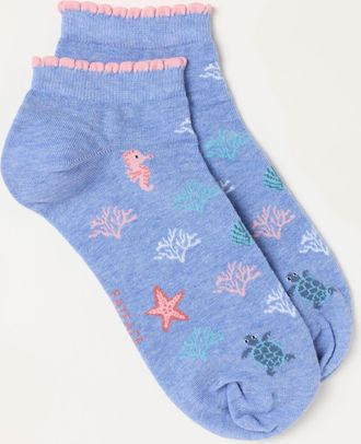 Fat Face FatFace Blue Sealife Trainer Socks