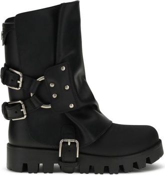 Dolce & Gabbana Black Calf Leather Bos Taurus Ankle Womens Boots